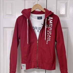 American Living Red Hoodie with coordinating long sleeve t shirt Sz M